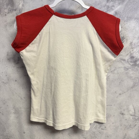 Vintage Monkey Floral Womens 'Baby Tee" Shirt 18x19.5 White Puerto Nuevo Mexico - Picture 2 of 15